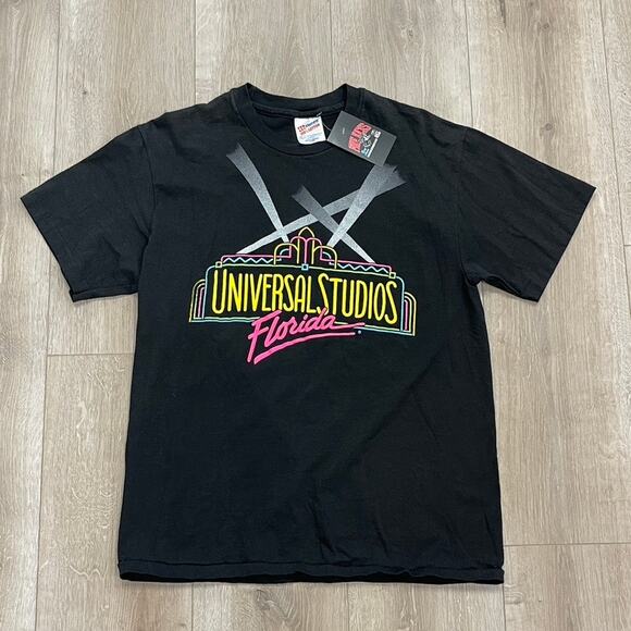 Vintage 90s Universal Studios Florida Neon Sign Tee T Shirt Size Large L - Picture 1 of 3